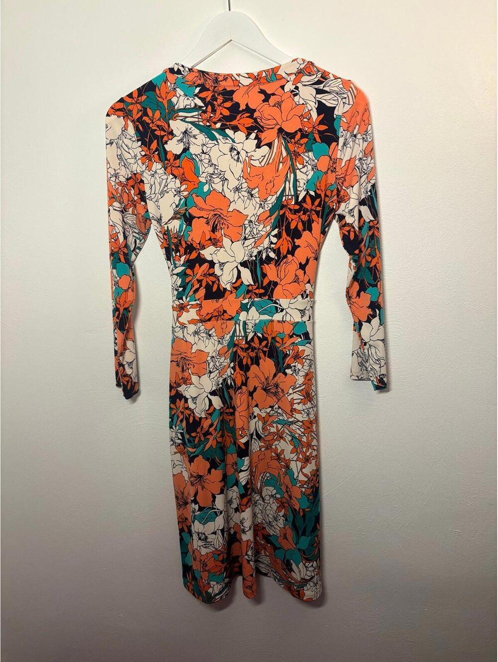Anne Klein Floral Plunge Neck Long Sleeve Dress Size Medium - Picture 2 of 7